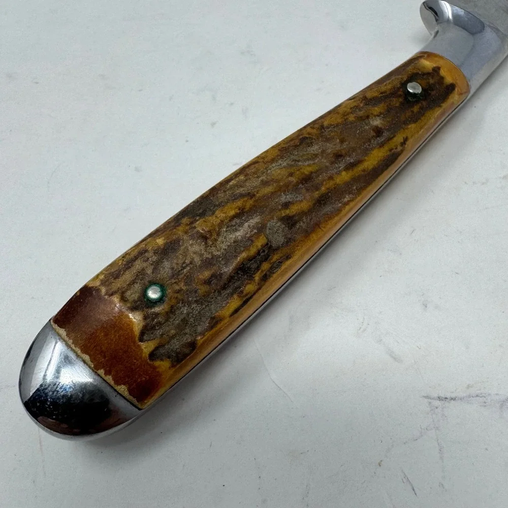 Abercrombie & Fitch Co Germany Stainless Carving Knife Stag Antler Handle‎ 12in